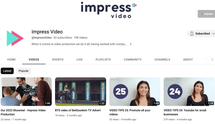 our youtube profile as an example